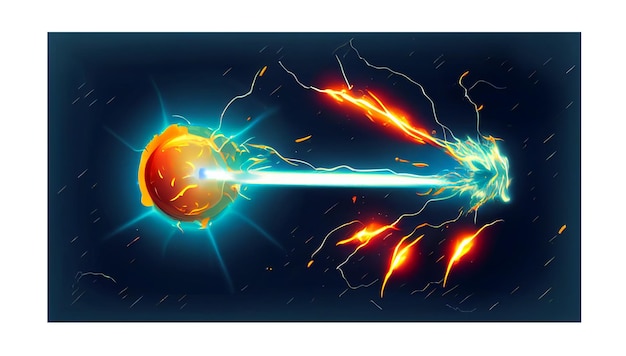 Blaster shot effects energy and plasma beams isolated blue background