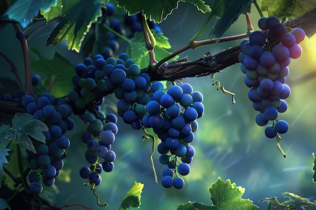 Blaue Trauben in Pfalz Vineyard Freshly Picked Grapes for Wine Production Harvesting