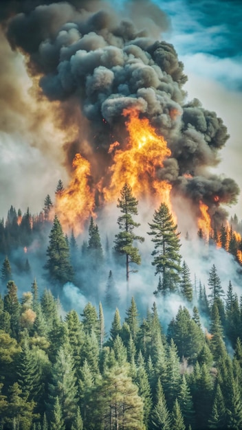 Photo blaze of destruction wildfires and their devastating impact on nature