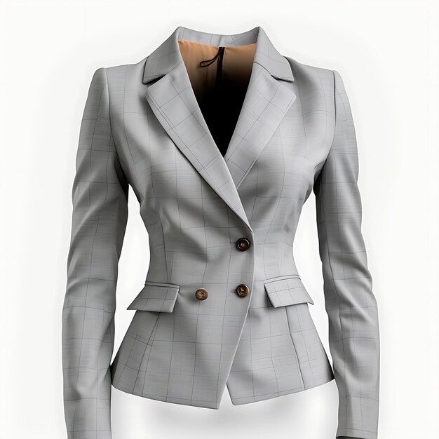 Photo blazer tailored from wool blend fabric with a structured sil fashions clothers on clean background