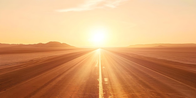 Blazing desert road scene with heat waves and mirage effect Concept Desert Landscape Heat Waves Mirage Effect Blazing Road Scorching Sun