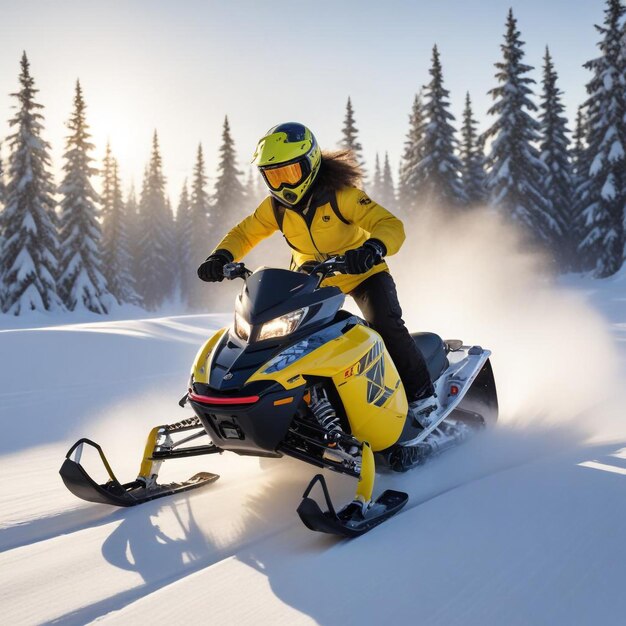 Blazing Snow HighSpeed Snowmobile Racing Through Snowy Terrain with Thrilling Speed and Adrenaline