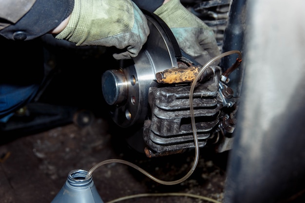 bleeding the brake hydraulic system hose from the caliper changing the brake fluid