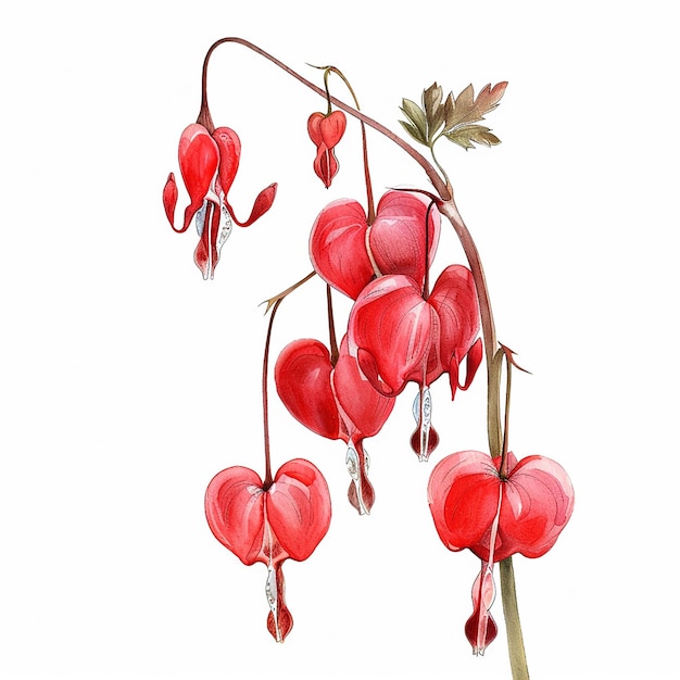 bleeding hearts botanical elements isolated on white background