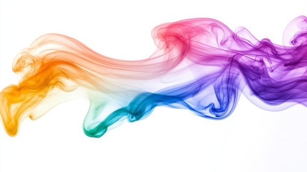 Photo a blend of colorful smoke and rainbow ink splashes creates a vibrant background isolated on white