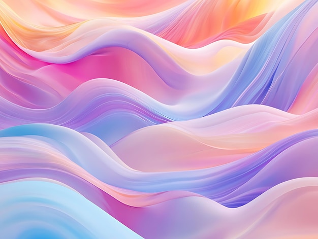 Photo a blend of pastel tones in swirling abstract waves mixing shades of pink blue and orange for a fluid soft effect