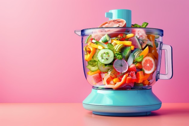 blender full of fruits and vegetables