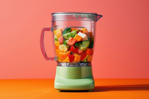 A blender full of fruits and vegetables