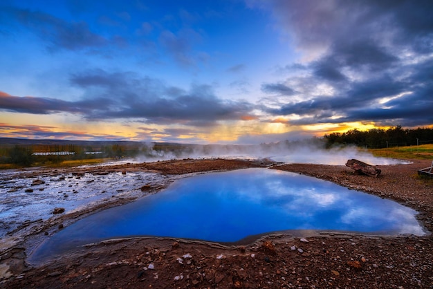 Blesi hot spring located in the Haukadalur geothermal area in Iceland