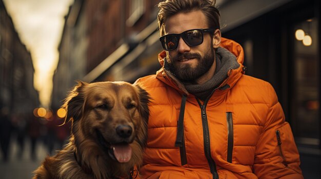 Blind man with sunglasses and his dog