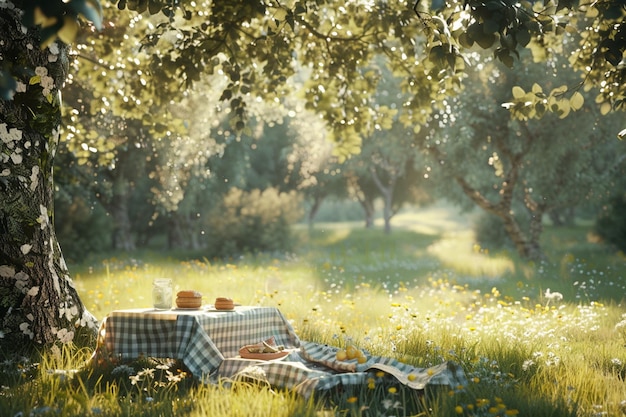 Blissful afternoon picnics in a sundappled glade o