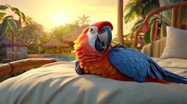 Blissful bed scene parrot smiles