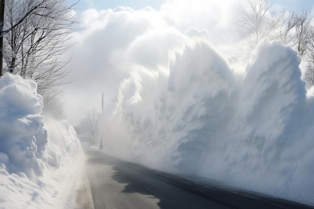 Blizzard Snowdrifts Blocking Rural Roads natural disaster photo