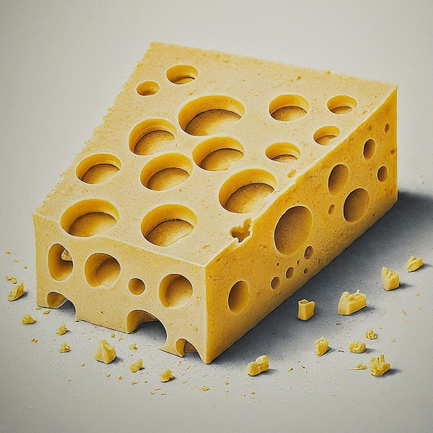 a block of cheese that has holes in it