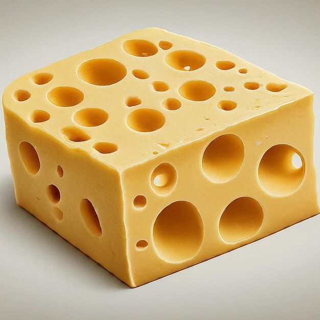 a block of cheese that has holes in it