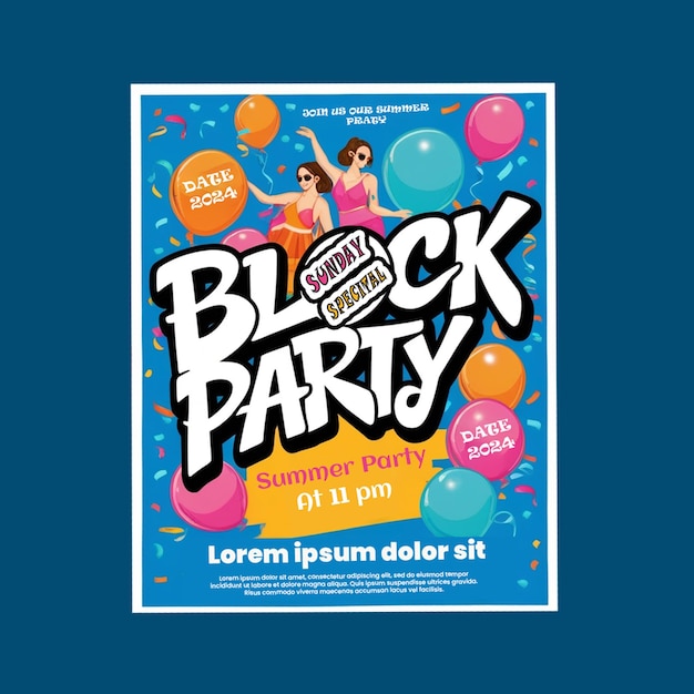 Photo block party poster design with ai