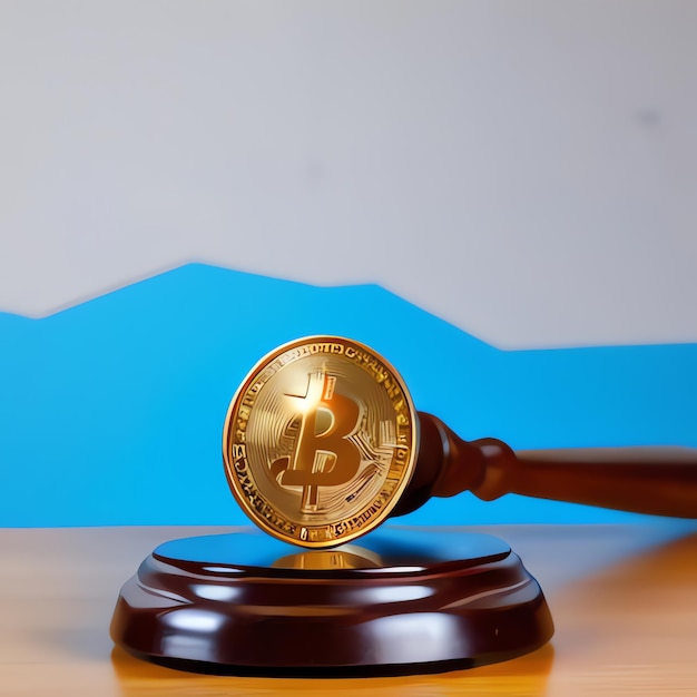 Photo blockchaingavel and crypto concept bitcoin legal services