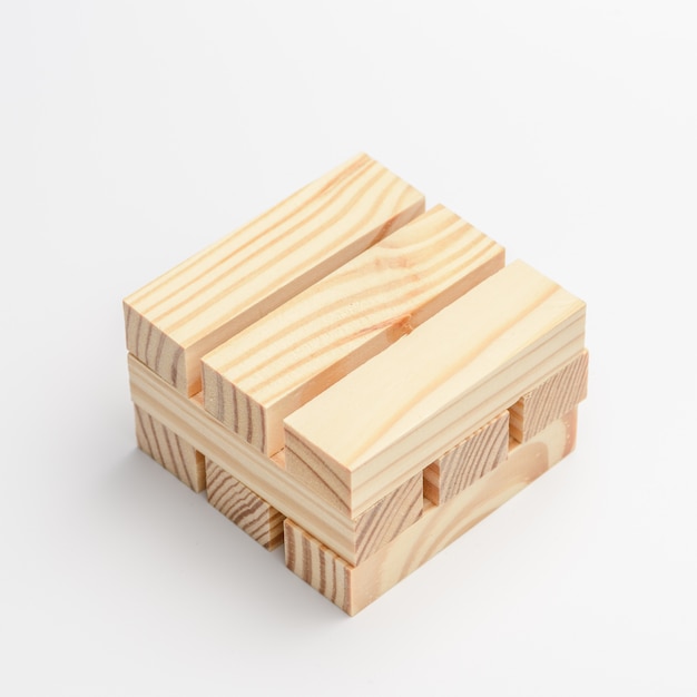 Blocks of wood on white background