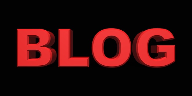 Blog red 3d text on black background