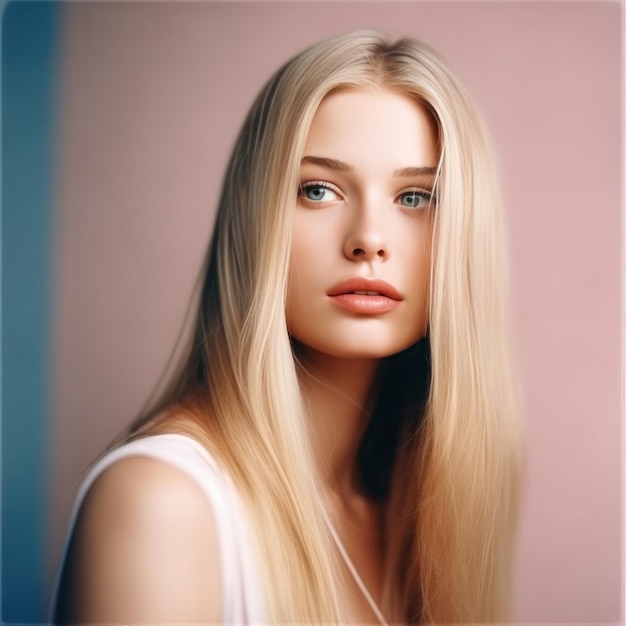 Blond hair beautiful model Illustration AI GenerativexA