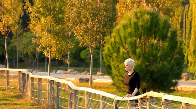 Blond Woman in the Park in Green Nature Photo