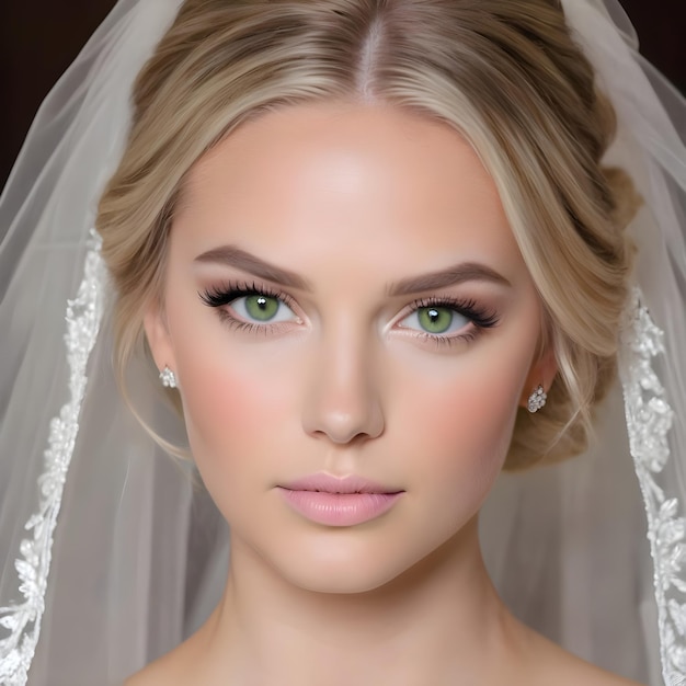 Blonde bride soft and romantic makeup natural look closeup