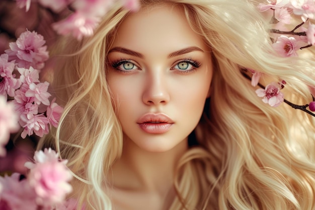 Blonde female beauty cosmetics person Generate ai