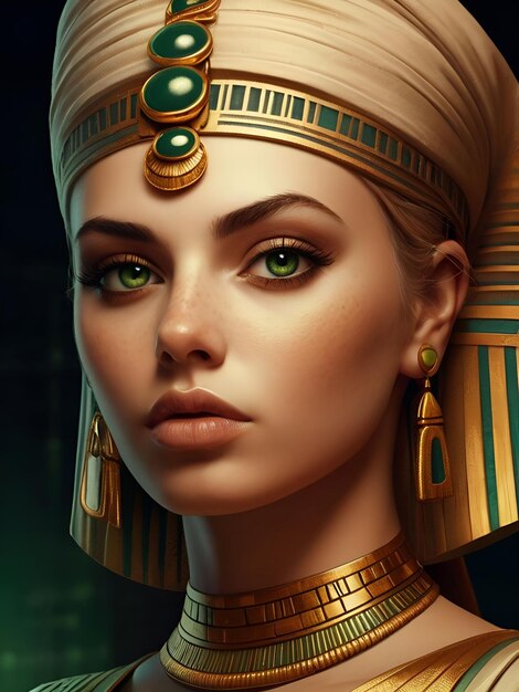 Blonde girl in ancient Egyptian royal costume