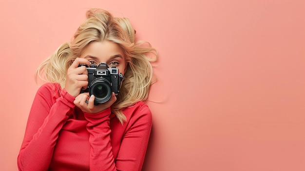 Blonde Girl Laying with Camera