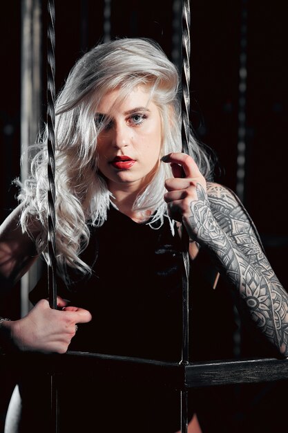 Blonde girl with tattoo 