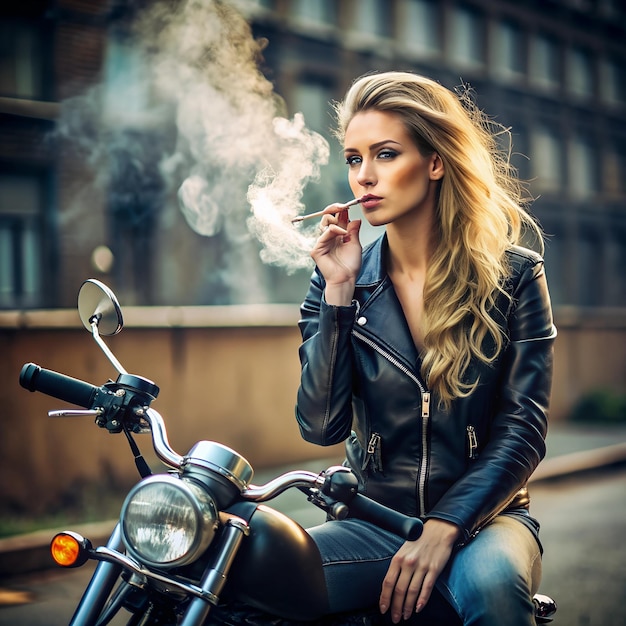 a blonde woman smoking a cigarette with a woman smoking a cigarette