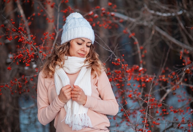 Blonde woman wearing winter clothes