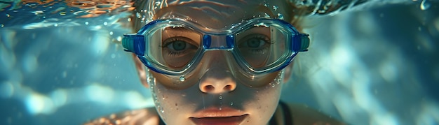 a blonde young white woman wearing swimming goggles