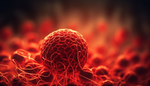 Blood cells magnified revealing nature microscopic design generated by AI