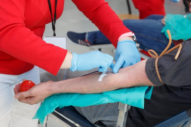 Blood donor at donation World blood donor day Transfusion blood donation