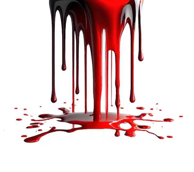 Blood dripping on white background created with generative AI