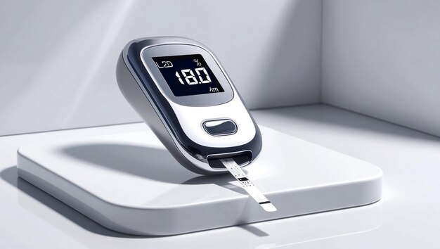 Blood Glucose Meter Measuring Blood Sugar for World Diabetes Day Awareness