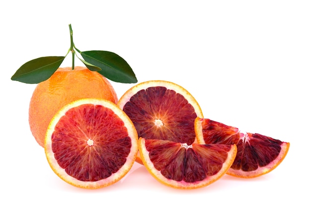 Blood orange fruit isolated on white background