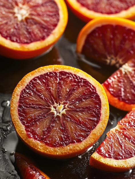 Photo blood oranges on a table