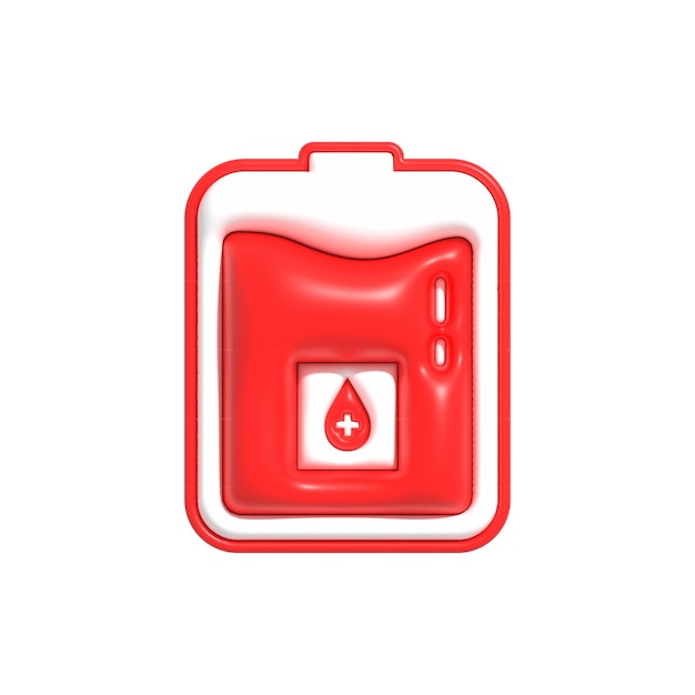 Blood pack symbol Blood transfusion Blood bag icon Blood Donation and Saving life 3D rendering