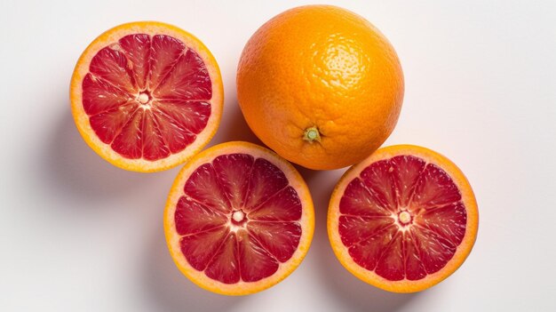 Blood red oranges isolated on white background