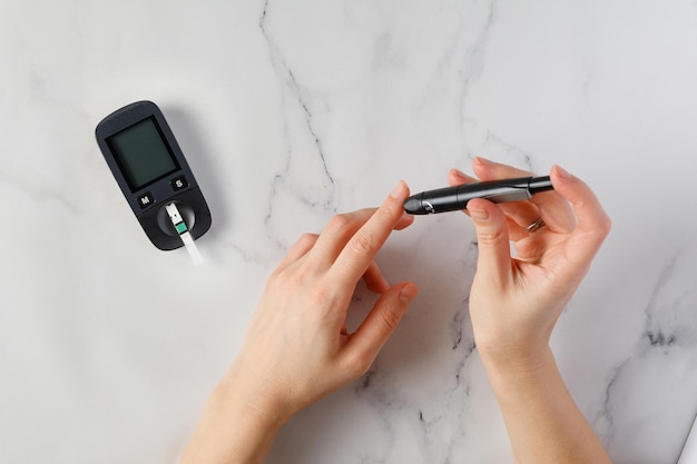 Blood Sugar And Glucose Level Check Diabetes with glucometer test stripe at home Blood glucose meter