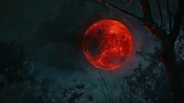 Bloody moon during a full moon