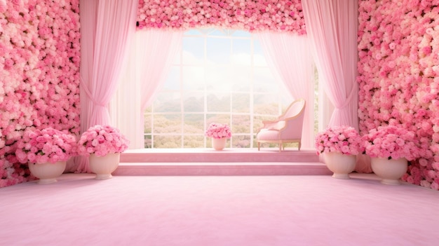 Blooming floral affair pink wedding stage