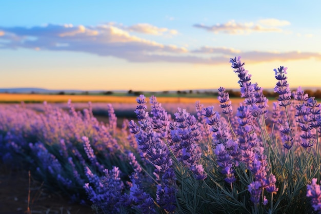 Blooming lavender field lavandula angustifolia agriculture harvest landscape panorama