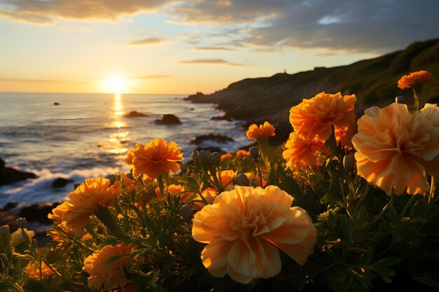 Blooming Orange Marigolds