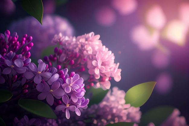 Blooming Purple Lilac Flower Illustration Generative AI