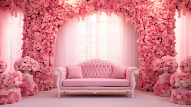 Blooming rose colored dreams pink wedding stage