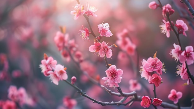 Blooming spring flowers in nature hanging Generative AI