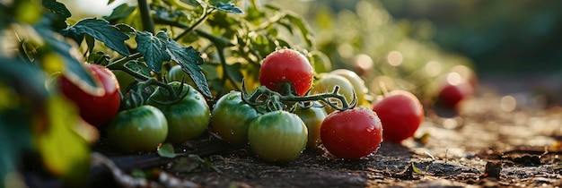 Blooming Tomato Green Young Tomatoes Close Banner Image